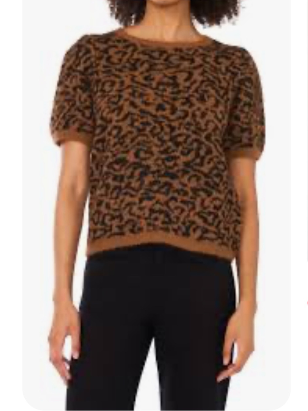 Halogen leopard print short sleeve sweater size aL